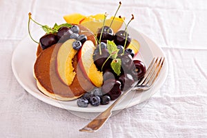 Pancakes with stone fruits