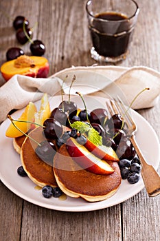 Pancakes with stone fruits