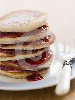 Pancakes With Strawberry Jam