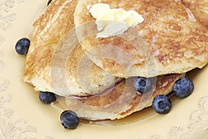 Pancakes with Syrup and Blueberries