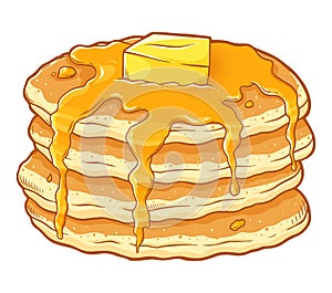 Pancakes with syrup and butter photo