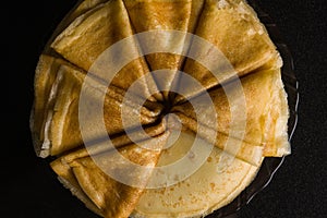 Pancakes. Thin pancakes. Russian bliny. maslenitsa, blini, breakfast, crepe, honey, pastry, stack, pancake, russian, background, c