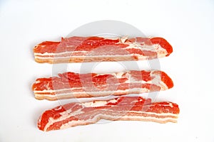 Panceta thin slices of raw pork photo