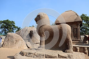 Pancha Rathas at Mahabalipuram in Tamil Nadu, India photo