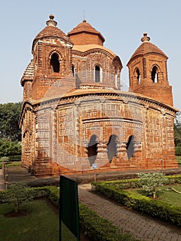 The Pancha Ratna Temple Shyam Ray Tample is famous for the terracotta temples made from the locally available laterite stones. photo