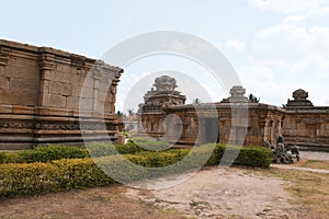 Panchakuta Basadi,or Panchakoota Basadi Kambadahalli, Mandya district, Karnataka. Adhisthana base and open mantapa,pillared hall i