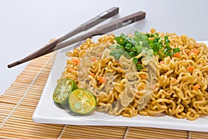 Pancit with chopsticks photo