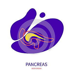 Pancreas endocrine and digestive systems organ outline icon