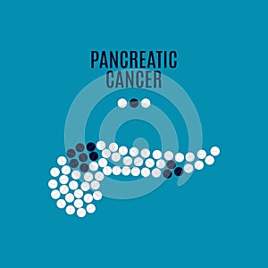 Pancreatitic cancer medical poster on blue background