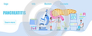 Pancreatitis concept vector. Pancreas doctors examine. Tiny therapist