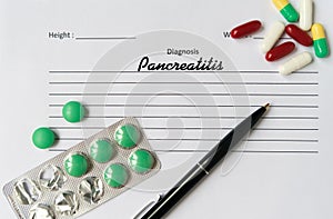 Pancreatitis diagnosis written on a white piece of paper