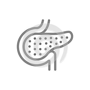 Pancreatitis line icon. Enlarged pancreas, pancreatic insufficiency symbol