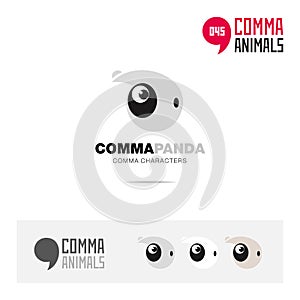 Panda animal concept icon set and modern brand identity logo template and app symbol based on comma sign