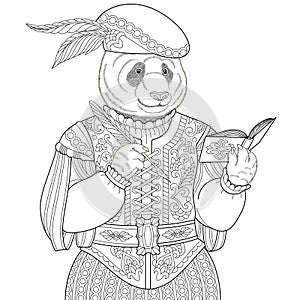 Panda bear coloring book page