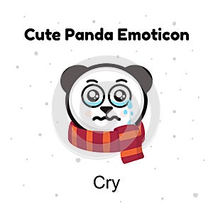 Panda Bear crying. A panda bear weeps. Illustration on a white background. Panda sad Emoji. Chinese bear sadness cry