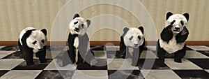 Panda Bear Cub Panorama Illustraion