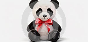 Panda bear doll isolated on png background, animal toy,