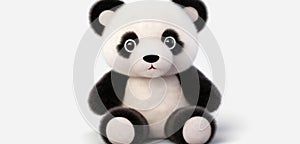 Panda bear doll isolated on png background, animal toy, teddy bear
