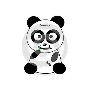 Panda bear mascot eating bamboo animal cartoon concept isolated