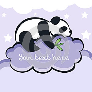 Panda bear sleeping on the cloud, vector illustration
