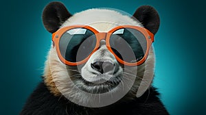 Panda Bear Wearing Sunglasses: Retro Glamor And Hyper-realistic Portraiture