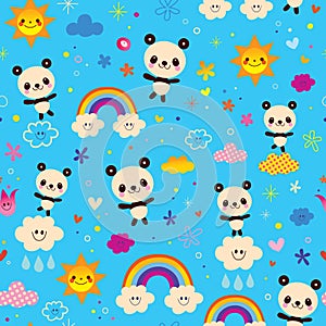 Panda bears seamless pattern