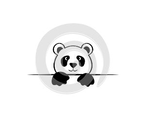 Panda cartoon character behind wall, vector. Panda illustration. Wall decals, wall art, artwork