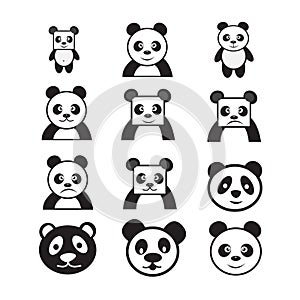 Panda cartoon character icon dessign