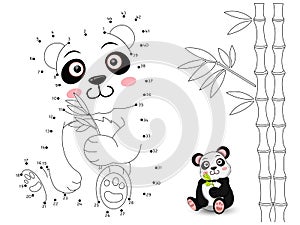 Panda Connect the dots and color photo