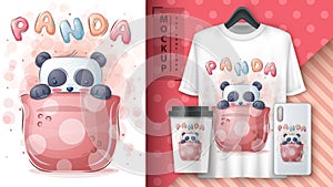 Panda in cup - poster and merchandising.