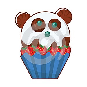panda cupcake. Vector illustration decorative design