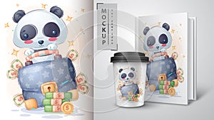 Panda with diplomat poster and merchandising