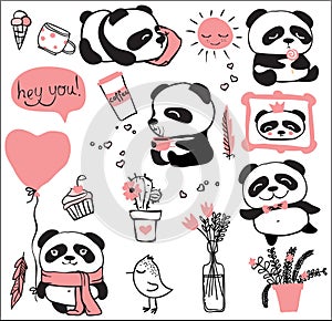 Panda doodle kid set
