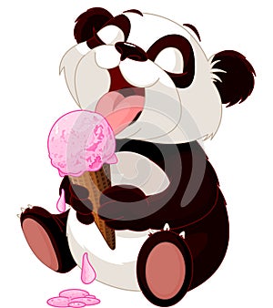 Panda eating ice cream