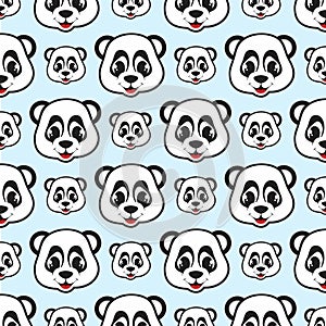 Panda face expretion cartoon seamless pattern for background and wallpaper photo