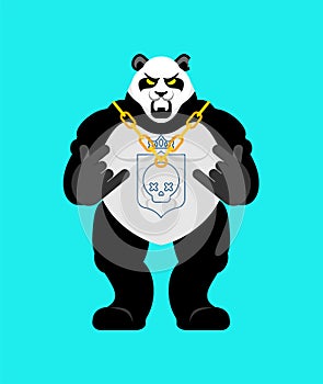 Panda gangster and bandit. Cool Bear. SWAG gangsta. Animal guy rapper