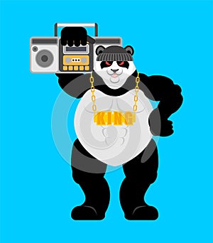 Panda gangster and bandit. Cool Bear. SWAG gangsta. Animal guy rapper