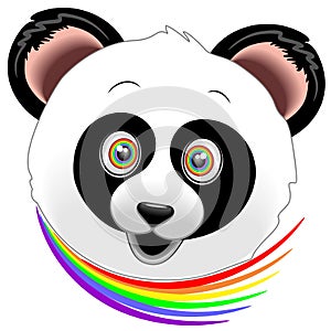 Panda Happy Face Rainbow Eyes