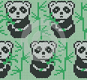 Panda jacquard knitted seamless pattern