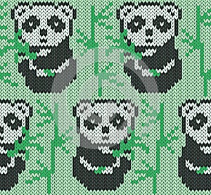 Panda jacquard knitted seamless pattern photo