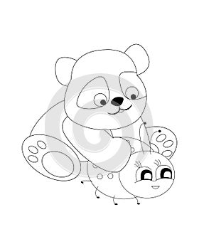 Panda and ladybug coloring page.