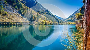 Panda Lake, Jiuzhaigou, China: A mirror to the sky and the autumn trees