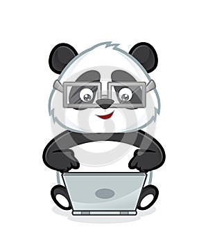 Panda with laptop photo