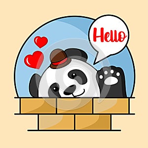panda mascot vector illustration with cute gesture
