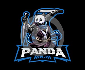 Panda ninja mascot logo design