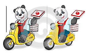 Panda pizza delivery on scooter. Two versions.