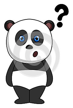 Panda with question marks, illustration, vector