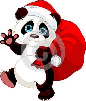 Panda with a sack full of gifts