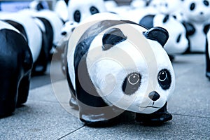 Panda sculptures of hand make. photo