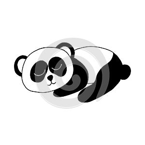 panda sleeping icon. hand drawn doodle style. vector, minimalism, monochrome. nursery animal, cute decor for kids room